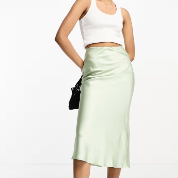 ASOS Dresses & Skirts - ASOS DESIGN satin bias midi skirt in sage green